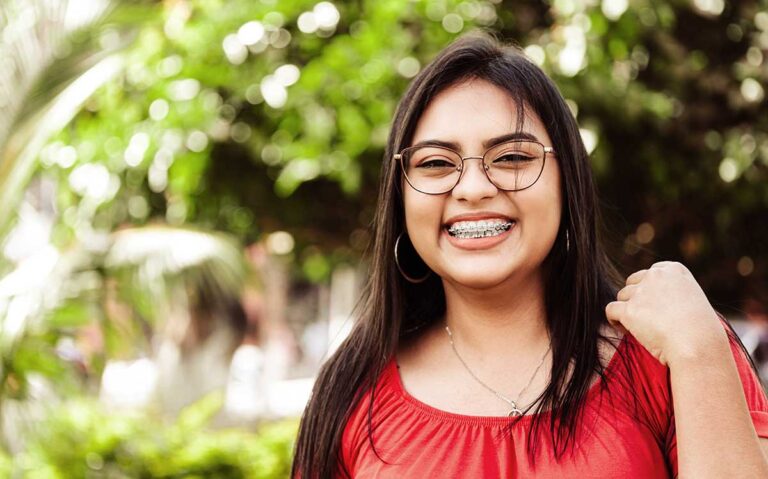 Teen smiling with braces